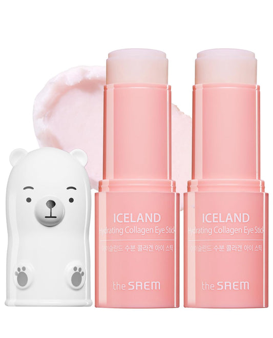 THESAEM Iceland Hydrating Collagen Eye Stick - Anti-wrinkle Moisturizing Eye Balm for Saggy Skin – Under Eye Treatment - Balm to Smooth Skin Texture - Rose Scent, 0.24oz 2 Pack