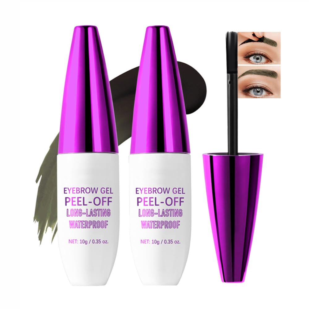 2Pcs Peel Off Eyebrow Tint Gel - Waterproof & Sweatproof All-Day Wear, Transfer-Resistant Tattoo Effect, All Skin Types + Mother’s Day Gift Set, 03#Light Brown