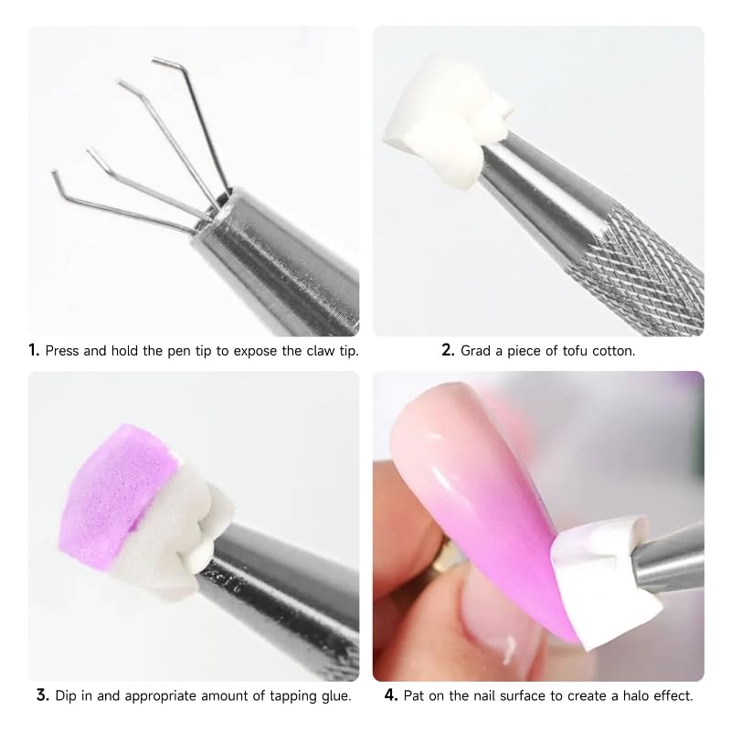 Nail Sponges Set for Ombre Gel,Nail Art Tools Set-50Pcs Nail Sponges With Gold Grabbing Pen 6*nail art pen 50Color-mixing paper Transparent Plastic Storage Box Used to Store Nail Art Tools