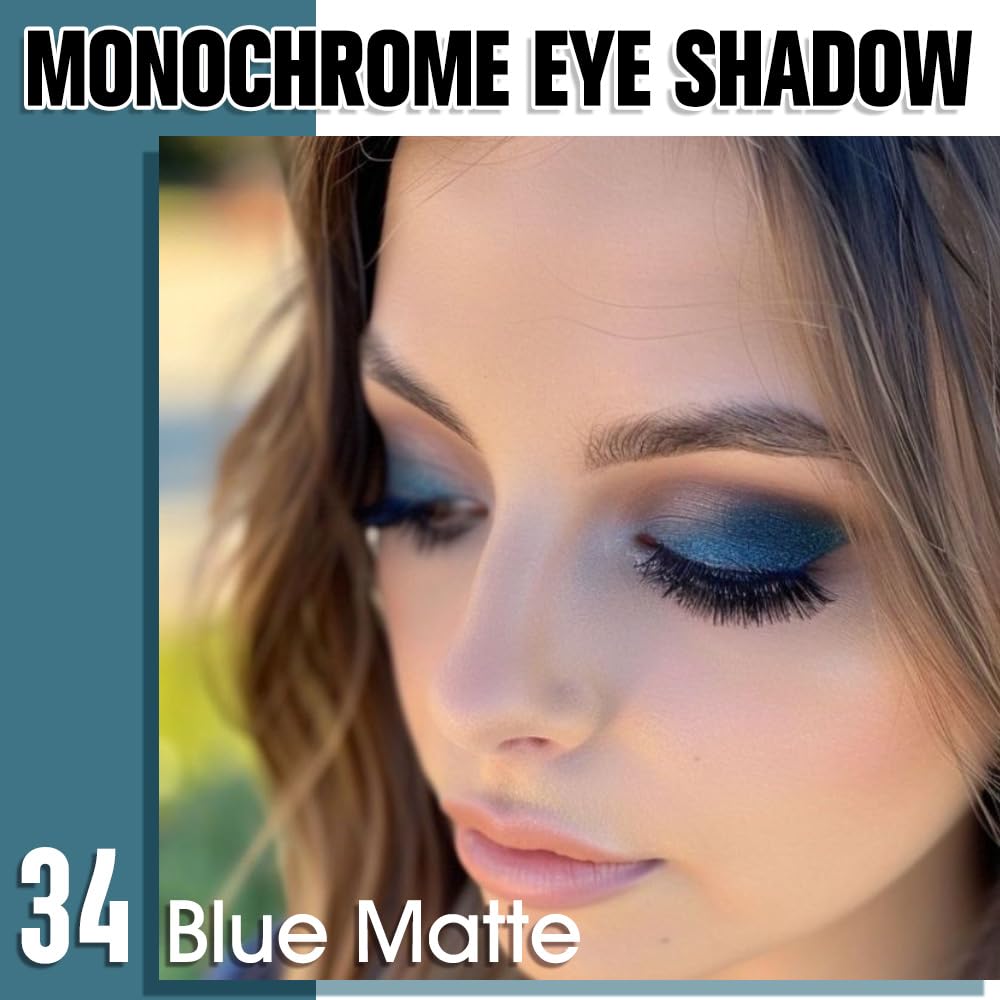 Dark Blue Single Matte Eyeshadow Makeup, Neutral Powde Eye Shadow for Women, Dark Blue Matte Singles Eyeshadow Palette Pigmented Waterproof, sombras para ojos, Girls Monochrome Eyeshadows Gift