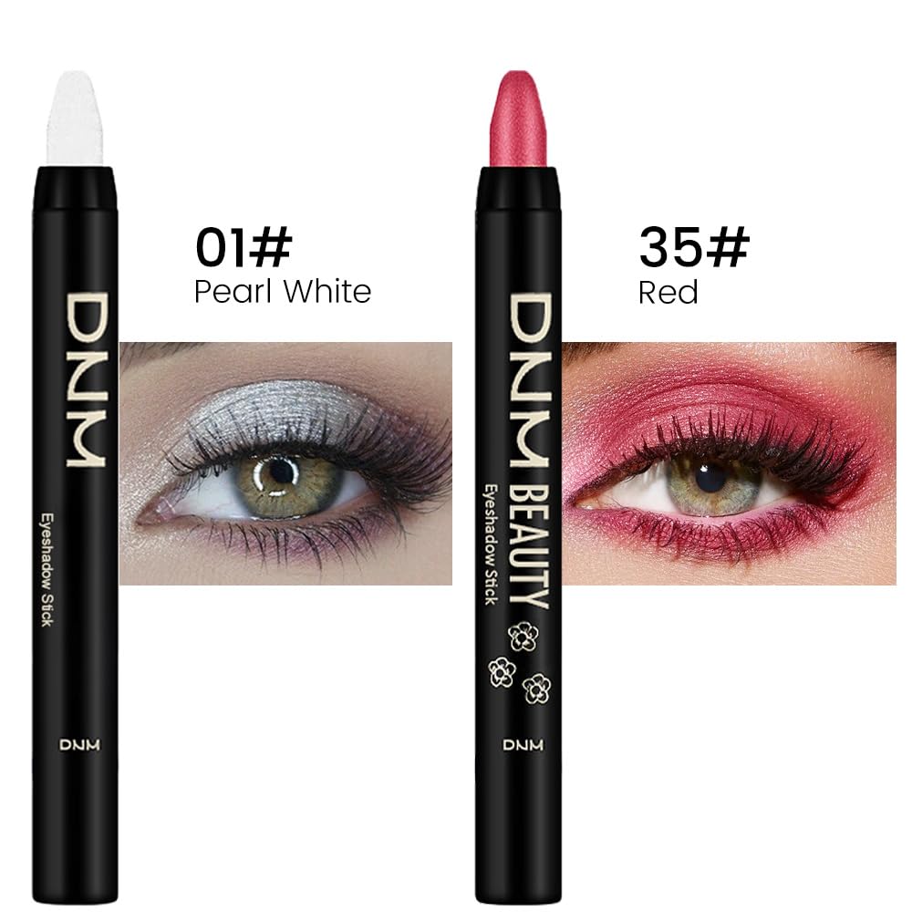 Kaely 2Pcs Cream Eyeshadow Sticks Set for Eyes Waterproof,Pearl White & Red Shimmer Matte Eye shadow Stick Pencil Pen Bulk sombras en crema para ojos 01+35