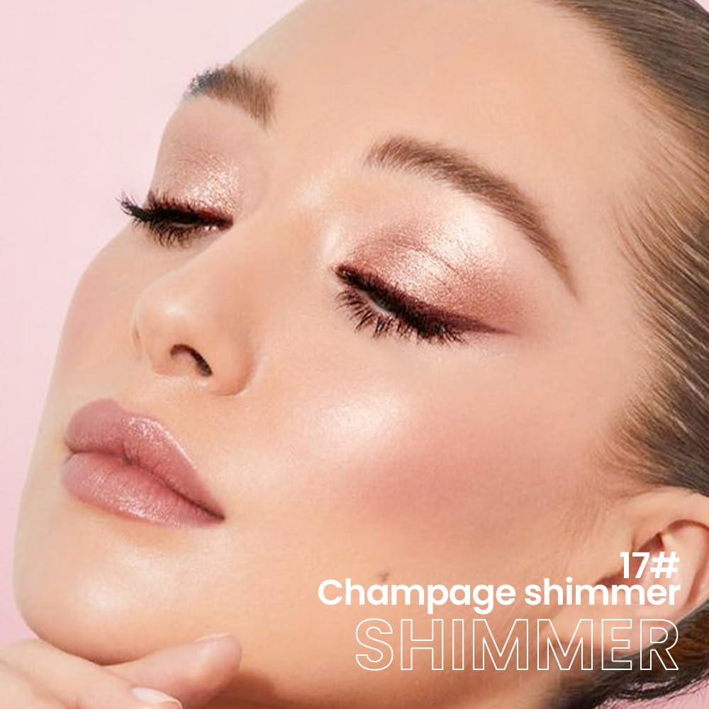 evpct Champagne Shimmer Cream Eye Shadow Brightener Sticks Set for Eyes, Champagne Shimmery Matte Pencil Eye shadow Applicator Stick Pen Palette Makeup Waterproof sombras en crema para ojos 17#