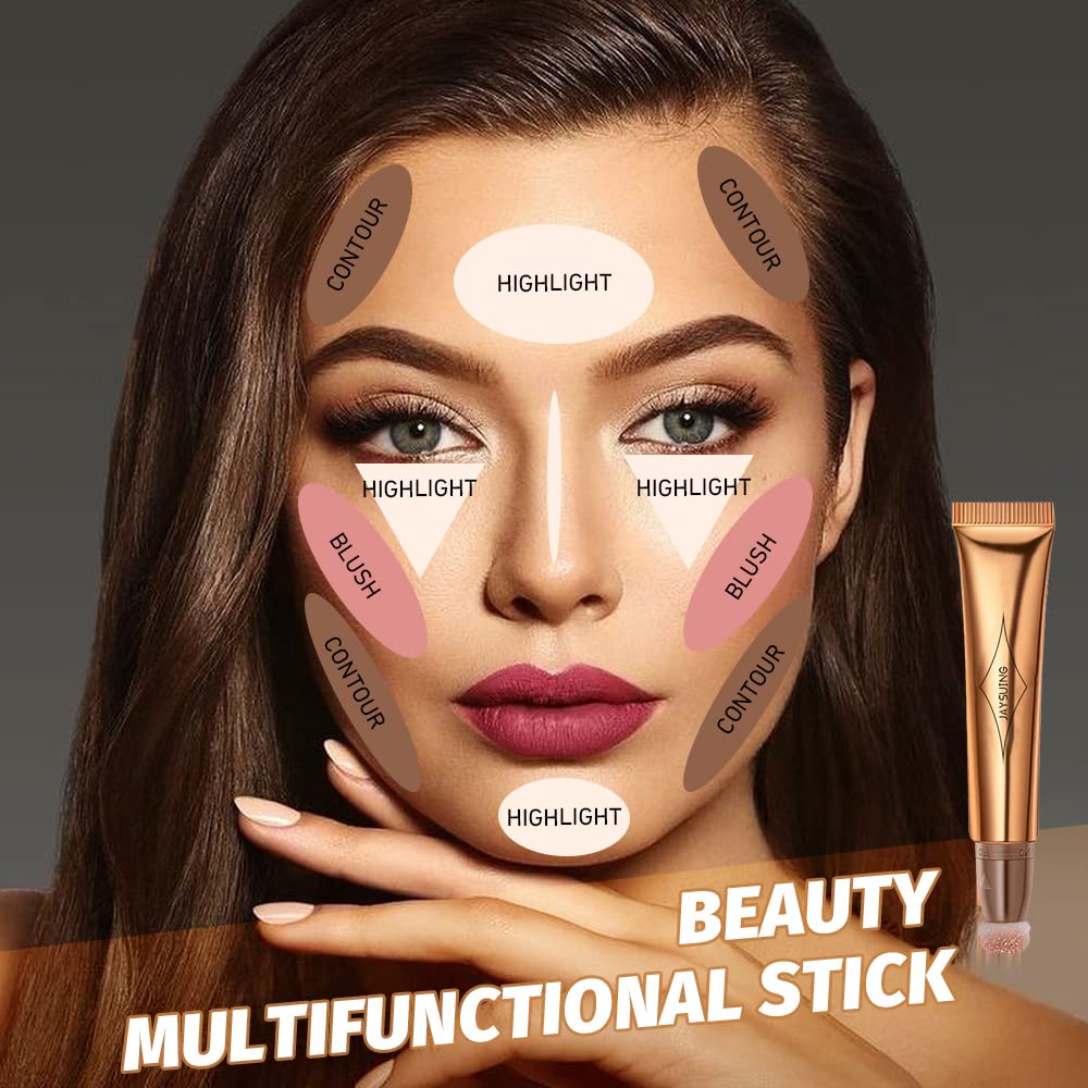 Liquid Blush Beauty Wand, Liquid Blush, Blush stick, Liquid Blush for Cheeks, Contour Beauty Wand, Natural Smooth Creamy Highlight Matte Liquid Blush Stick with Soft Cushion Applicator