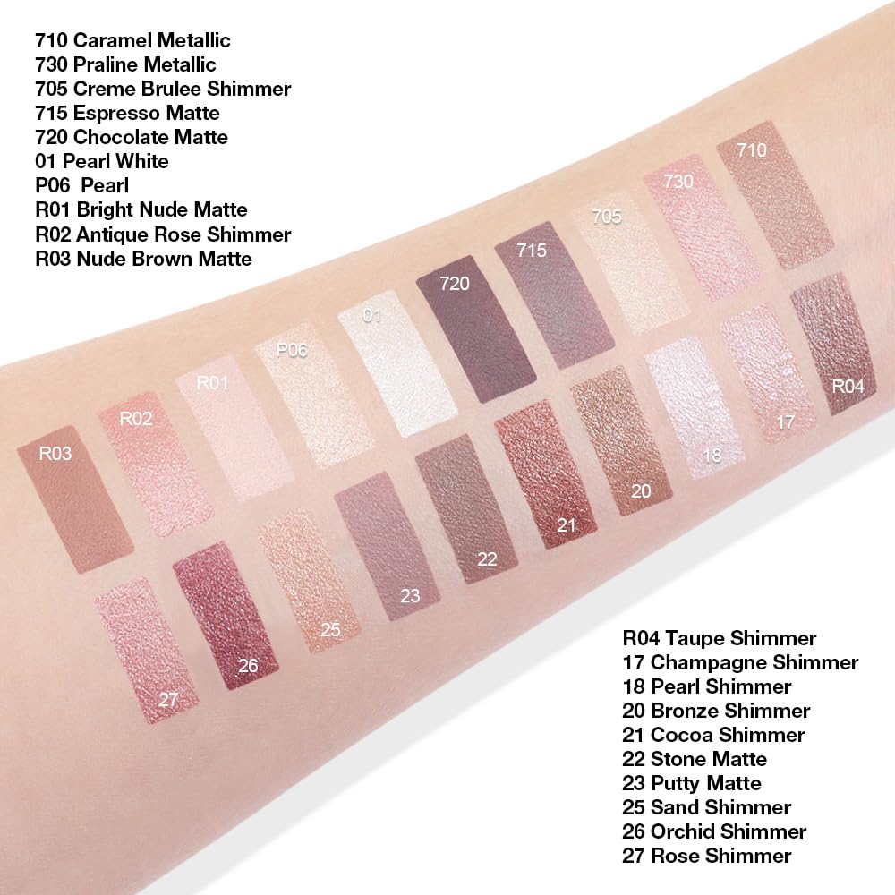 evpct Single Cream Eye Shadow Palette Pot Makeup for older Women, Praline Dusty Pink Mauve Shimmer Glitter Metallic Monochrome Cream to Powder Eyeshadow Palette Eye Brightener, Waterproof Blendable