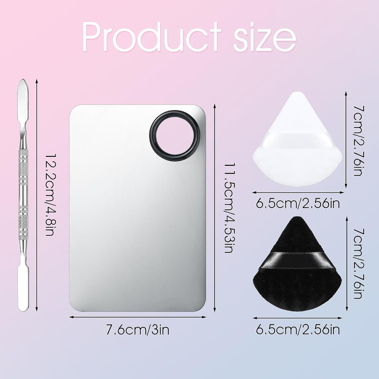 10-in-1 Makeup Spatula and Powder Puff Set with Professional Cosmetic Palette Triangle Puff for Eye Shadow Spatula Facial Cosmetic Makeup Tool for Eyelashe Body
