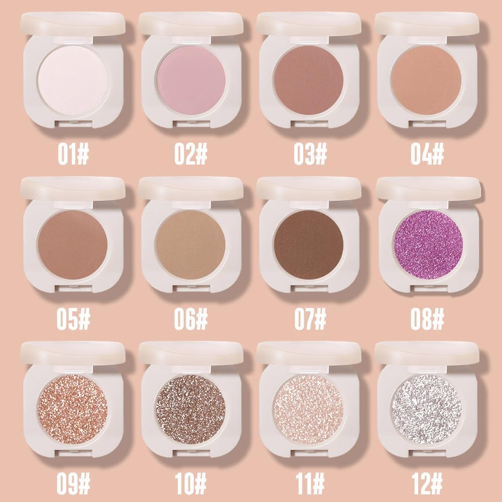 Matte Single Eyeshadow Palette Makeup for Green Blue Eyes, Light Brown Matte Eyeshadow For Women, Holographic Multichrome Cream Iridescent Single Monochrome Eye Shadow Makeup