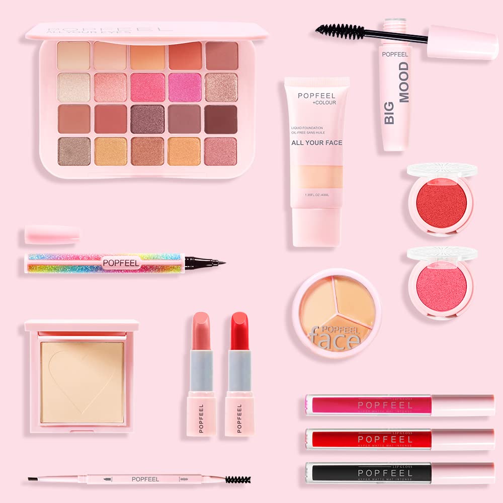All-in-one Makeup Set Makeup Kit for Women Full Kit, for Beginners, Include Makeup Brush Set, Lip Gloss Set, Lipstick, Blush, Foundation, Concealer, Mascara, Eyebrow Pencil