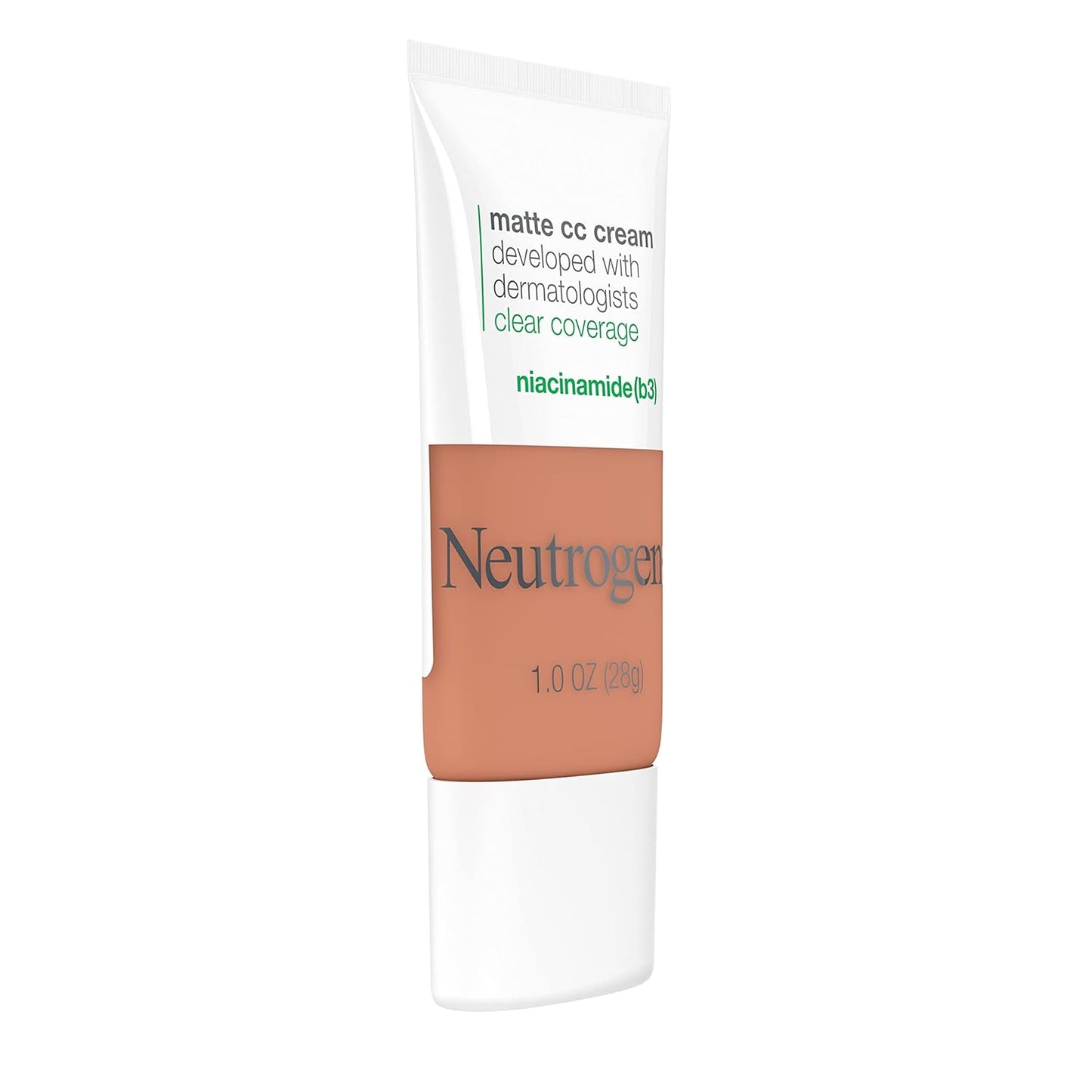 Neutrogena Clear Coverage Flawless Matte CC Cream, Full-Coverage Color Correcting Cream Face Makeup with Niacinamide (b3), Hypoallergenic, Oil Free & Fragrance Free, Ginger, 1 oz