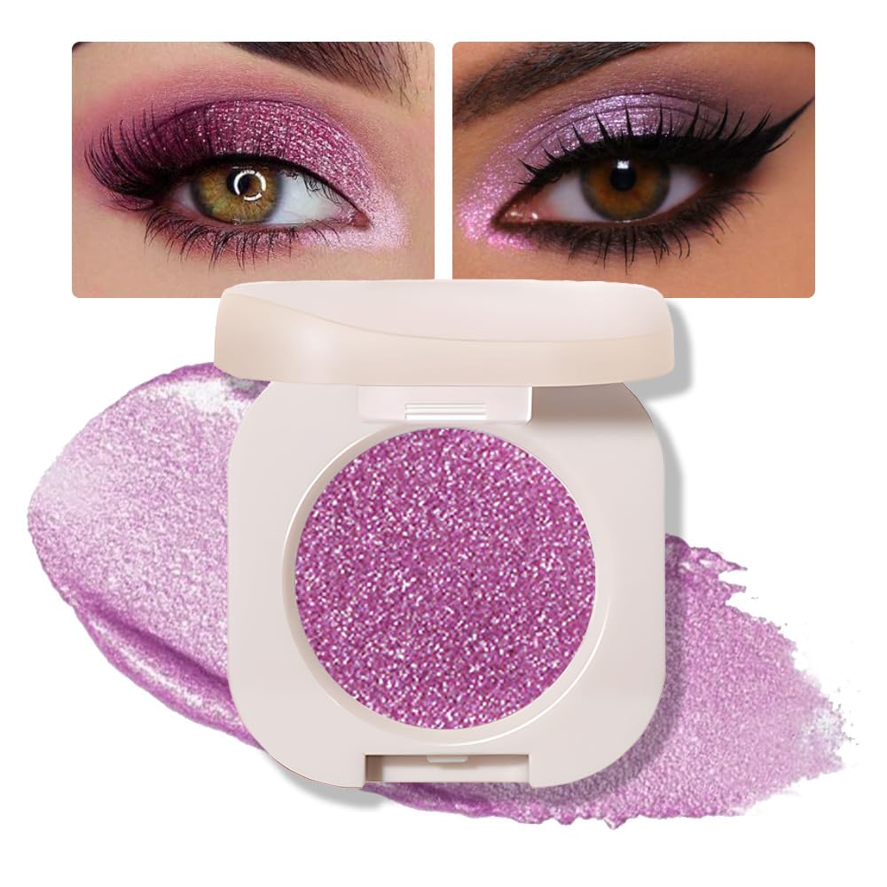 Pressed Single Glittler Eyeshadow Palette, Purple Glitter eyeshadow For Old Women, Pigmented Waterproof Sombras Para Ojos, Single Pressed Powder Vegan, Talc, Paraben & Cruelty Free(08)