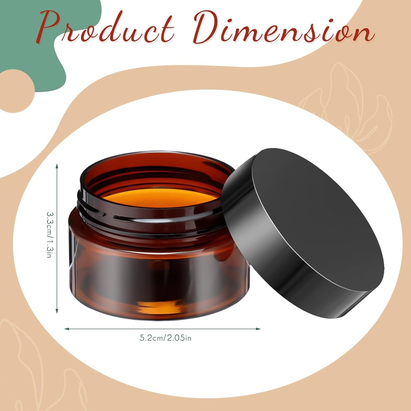 SATINIOR 36 Pieces 1 oz Plastic Jars with Lids Wide Mouth Airtight Reusable Container Acrylic Cosmetic Small Jars for Lotions Ointments Travel Toiletries Creams Make up Storage(Amber)