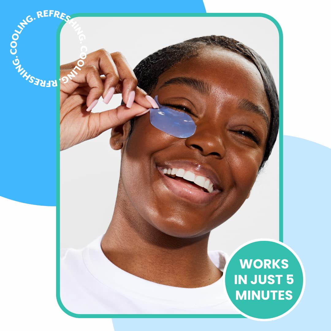 Patchology Iced Cooling Under Eye Mask Patches with Peptides, Cloudberry Oil and Bakuchiol. Cool eye gels to firm skin and soothe, reduce fine lines and under eye bags - by Patchology - 5 Pair