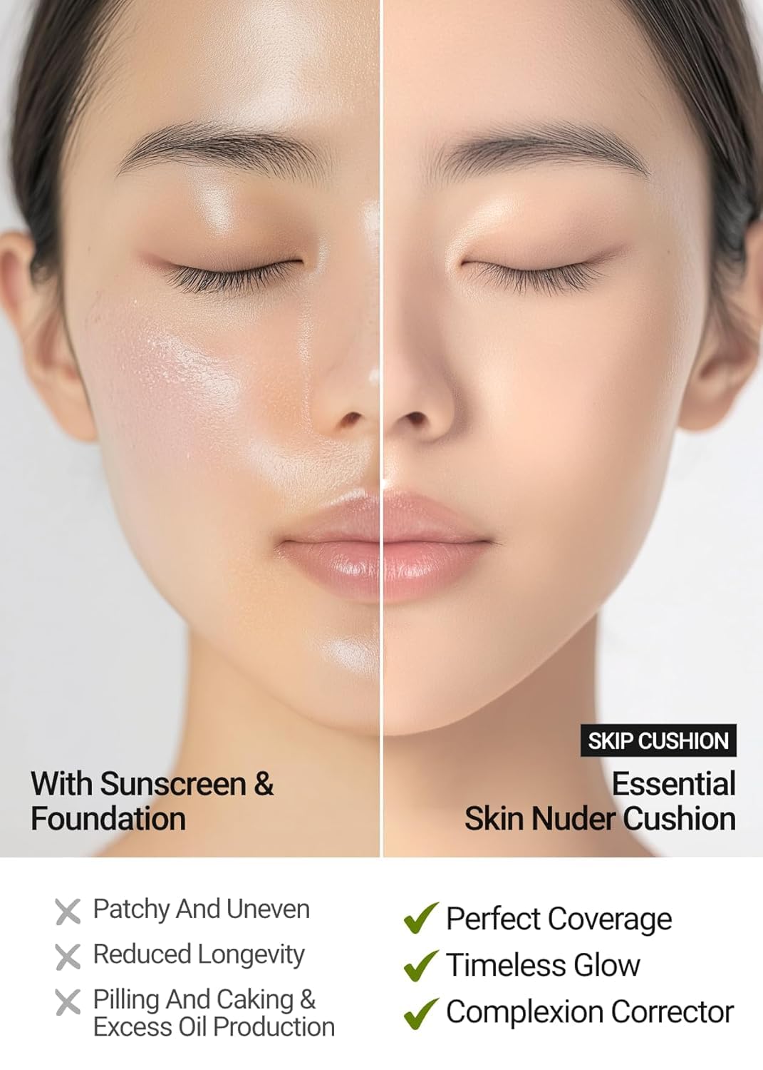 [JUNGSAEMMOOL OFFICIAL] Essential Skin Nuder Cushion (01 Fair) | Refill Not Included | Natural Finish | SPF50 Broad Spectrum | Makeup Artist Brand | Cream Foundation