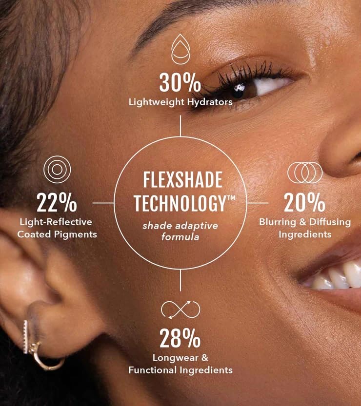 Long-Lasting Lightweight Foundation & Brush Duo | Cruelty-Free, Fragrance-Free, Buildable, Transfer-Proof Makeup (Dark)