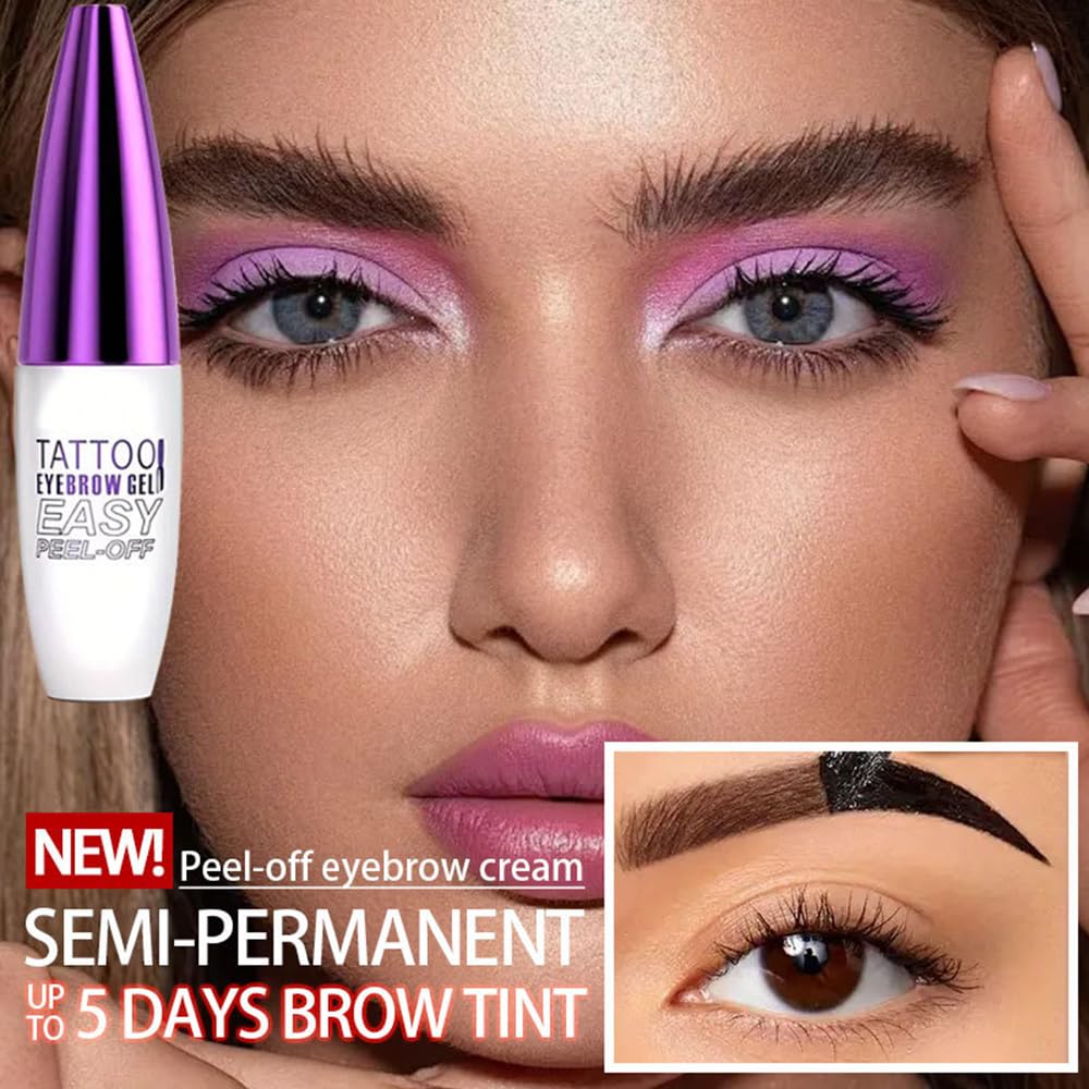 2Pcs Black Peel Off Brow Tint Gel - Waterproof & Sweatproof Tattoo Effect, Transfer-Resistant Multi-Day Wear, All Skin Types Mother’s Day Gift Set
