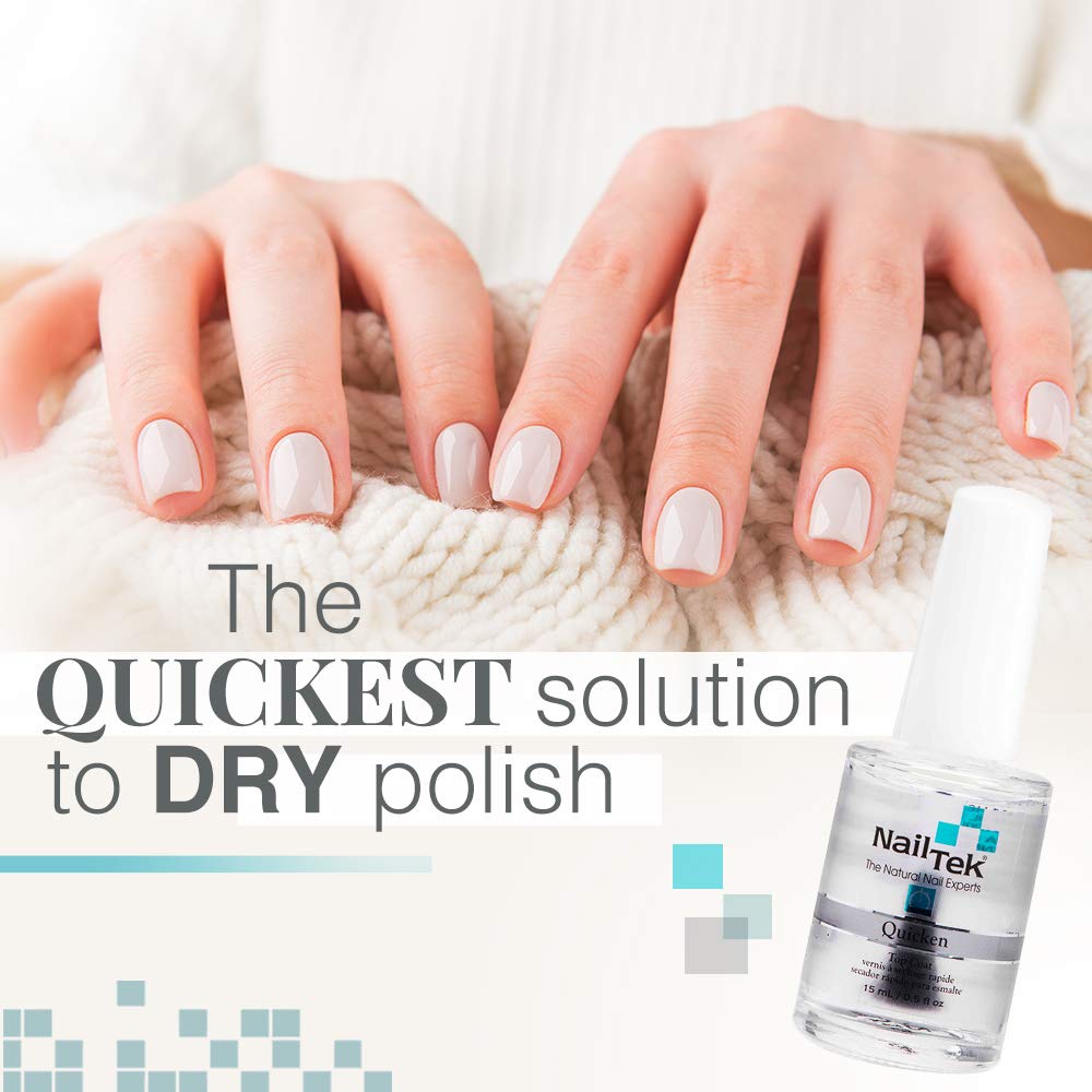 Nail Tek Quicken Quick Dry Top Coat Nail Polish for All Nails Types, 0.5 oz, 2 Pack