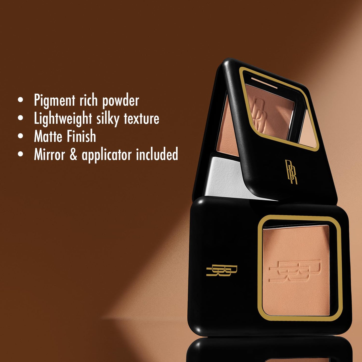 Black Radiance Pressed Powder, Buildable & Blendable Matte Finish Shine Control Compact with Mirror & Applicator, Cruelty-Free & Vegan - Biscotti