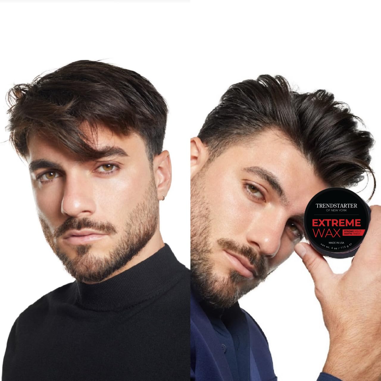 TRENDSTARTER Hair Wax - Extreme, 4oz - Matte Finish - Premium Water Based Flake-Free Hair Styling Pomade for All Hair Types - All-Day Strong Hold
