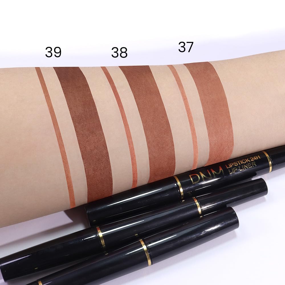 evpct 1Pcs Dark Deep Brown Matte Lip Liner and Lipstick Combo Set Kit for Women, Magic Neutral Lipsticks 24 Hours Original Lipstick and Lips Liner Pencil Stain Gloss Makeup Long Lasting Waterproof