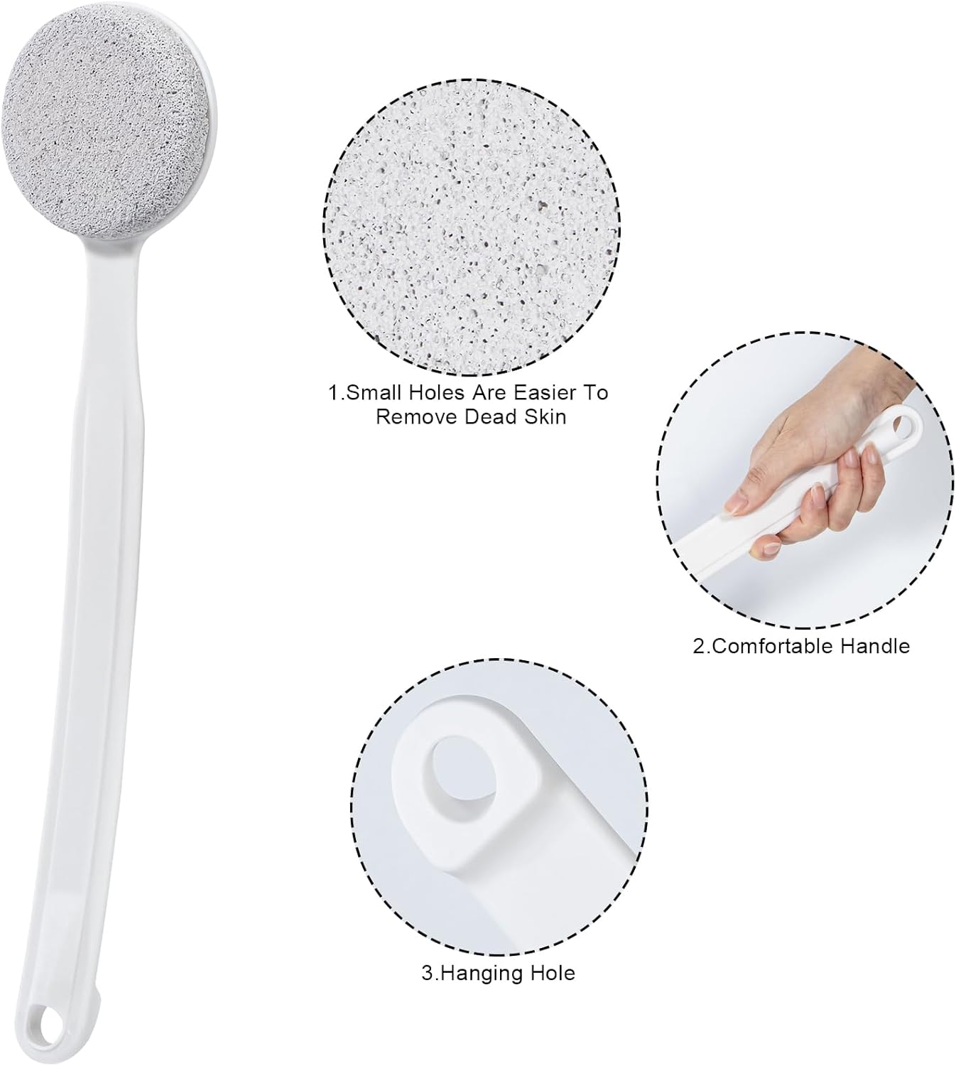 Pumice Stone for Feet with Long Handle 13.7", 3 Pack Hard Skin Callus Remover, Scrubber and Exfoliator for Dead Dry Skin, Softer & Smoother Feet, Pedicure Tool (Curved)