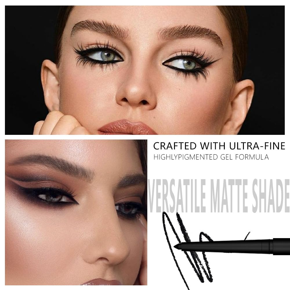 evpct Black Eyeliner Pencils for Eyes, Black Colored Eye Liner Pencil Pen Makeup Waterproof Smudge Proof, Colored Gel Waterline Eyeliner Liquid, Face Eye Paint Stick Lipstick Halloween Makeup 12