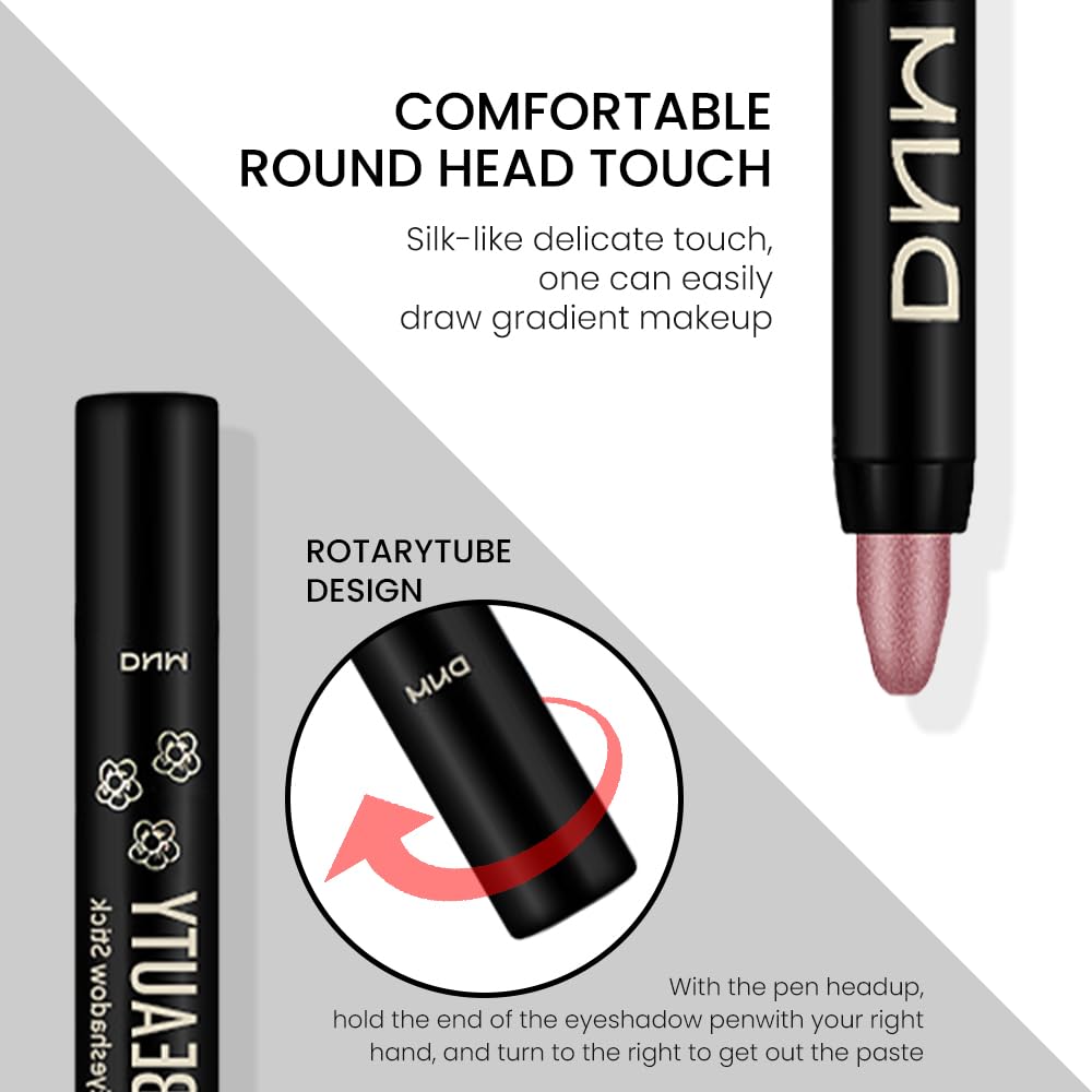 evpct Rose Shimmer Cream Eye Shadow Brightener Sticks Set for Eyes, Rose Shimmery Matte Pencil Eye shadow Applicator Stick Pen Palette Makeup Waterproof sombras en crema para ojos 27#