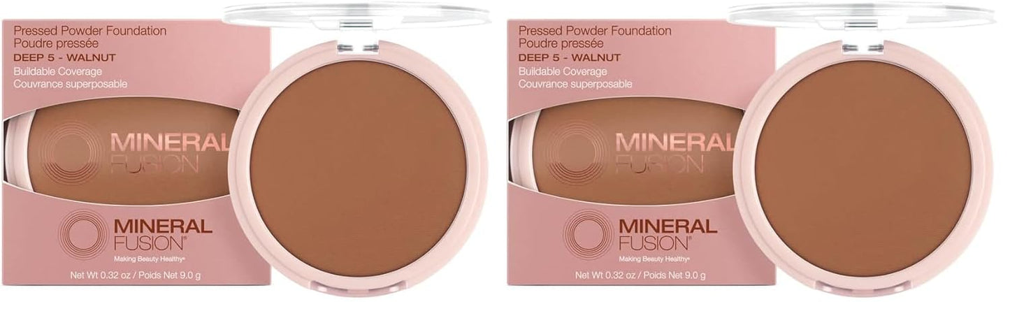 Mineral Fusion Pressed Powder Foundation, Deep 5, 0.32 Ounce (Pack of 2)