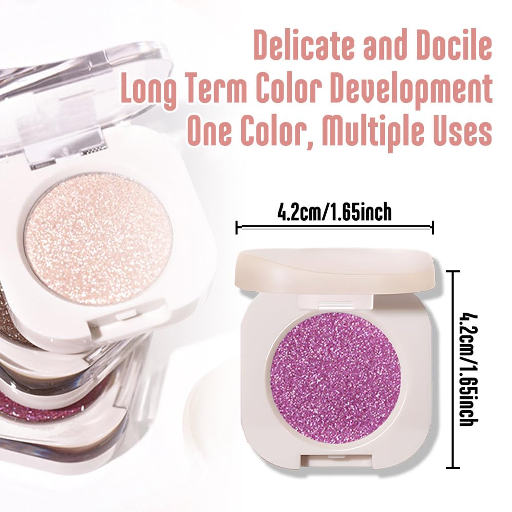 Pressed Single Glittler Eyeshadow Palette, Purple Glitter eyeshadow For Old Women, Pigmented Waterproof Sombras Para Ojos, Single Pressed Powder Vegan, Talc, Paraben & Cruelty Free(08)