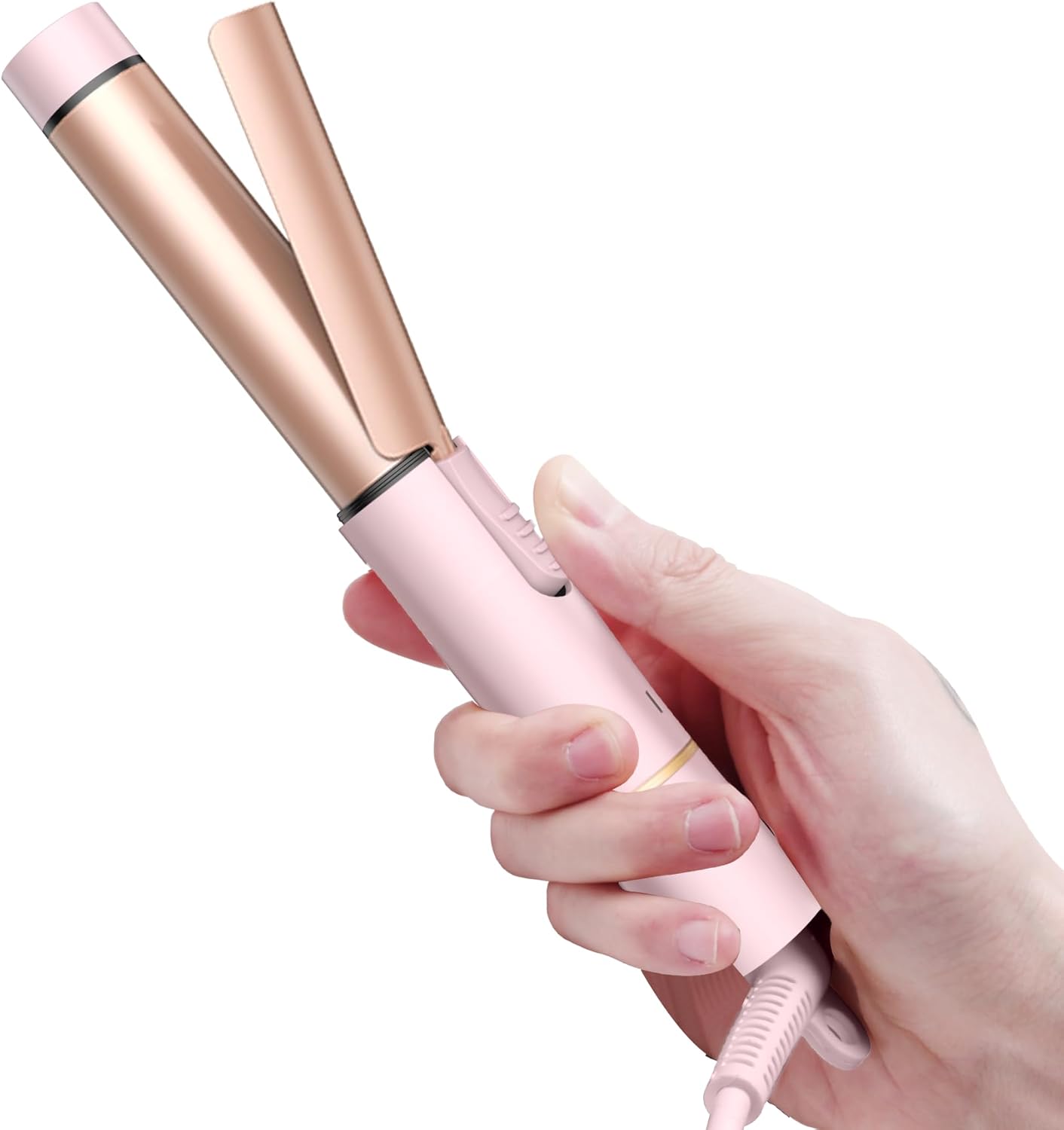 Mini Travel Curling Iron, European Travel Curling Iron Dual Voltage (100V-240V) Mini Size for Short Hair 1 inch, Portable Hair Curler with 30s Fast Heating Constant 180° for International (Pink)