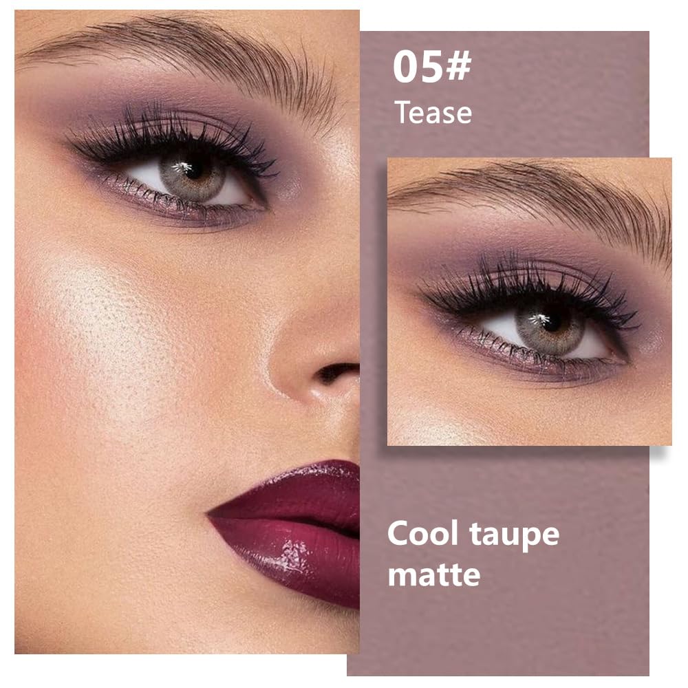 Matte Single Eye Shadow Palette Makeup, Matte Mauve Taupe Monochrome Eyeshadow For Old Women, Mini Single Pressed Pigmented Waterproof Sombras Para Ojos,Vegan, Talc, Paraben&Cruelty Free, 05