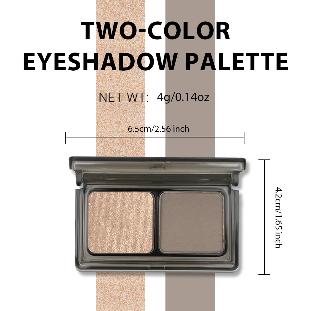AMY'S DIARY 2 Color Taupe Brown Matte+Golden Champagne Shimmer Eyeshadow Palette – Shimmer matte Shades eye shadow for Eye Makeup, Long-Lasting & Highly Pigmented, Vegan & Cruelty-Free for woman