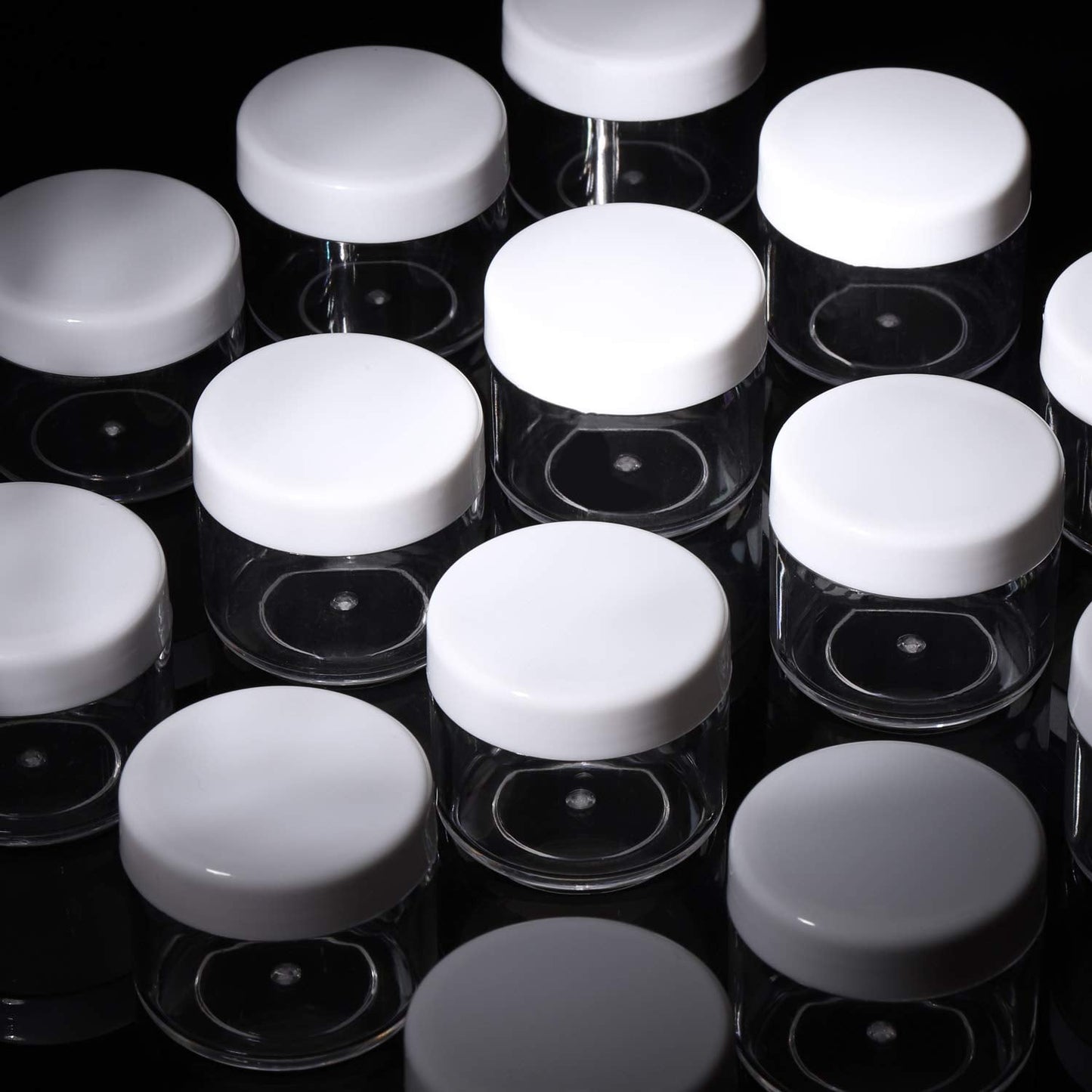 100 Count Sample Containers with lids 20g Plastic Cosmetic Jars Leak Proof Traveling Makeup Containers for Cream and Lotions - White