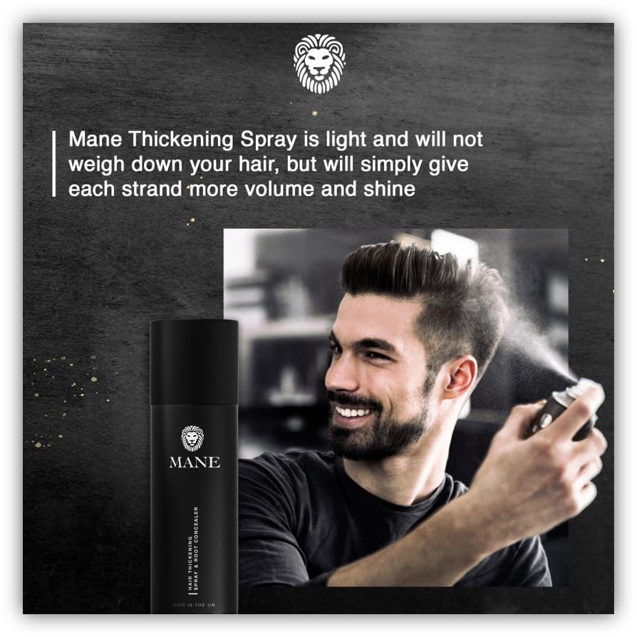Hair Thickening Fiber Spray by Mane (200 ml, Medium Brown)