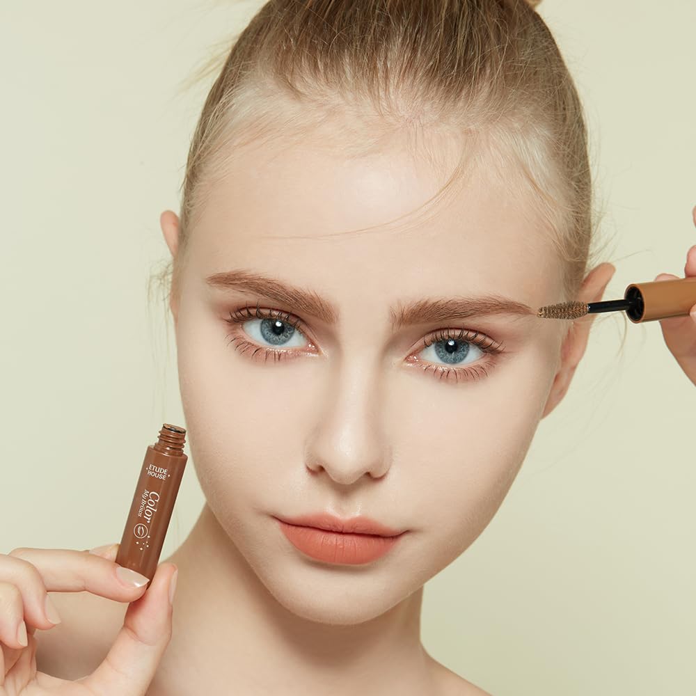 ETUDE Color My Brows, Brow Mascara, 3D Natural Coloring, Beeswax & Carnauba Wax, Moisturizing Brow Care, Eyebrow tint, Soft Gel Texture, Korean Makeup, Beauty, Red Brown (0.152 Fl Oz)