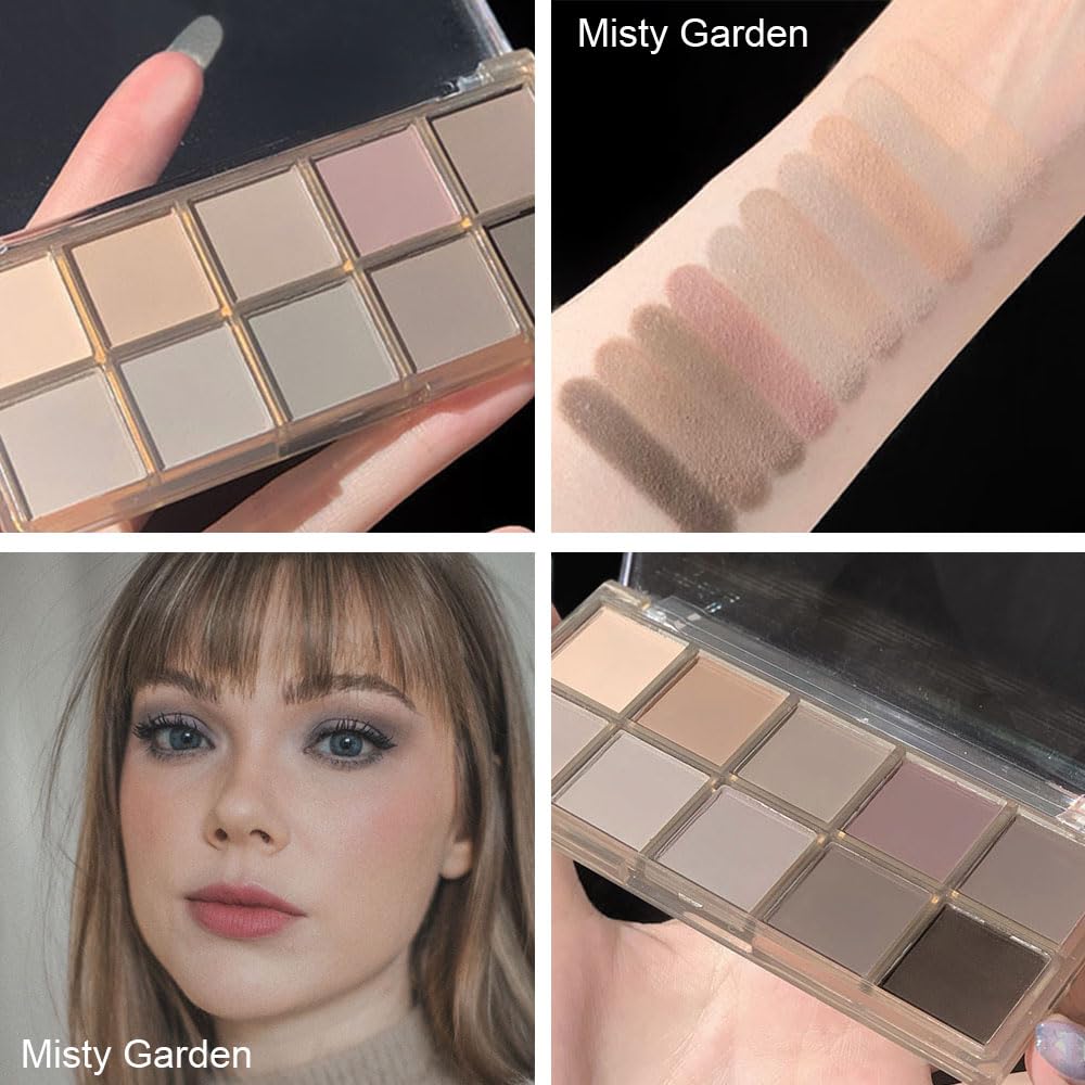 evpct 10 Colors Matte Nude Eye Shadow Palette Makeup for Older Women, Nude Brown Pink Cocoa Taupe Mauve Neutral Matte Cream Smokey Mini Eyeshadow Palette for Blue Green Eyes, Contour Makeup Palettes 4