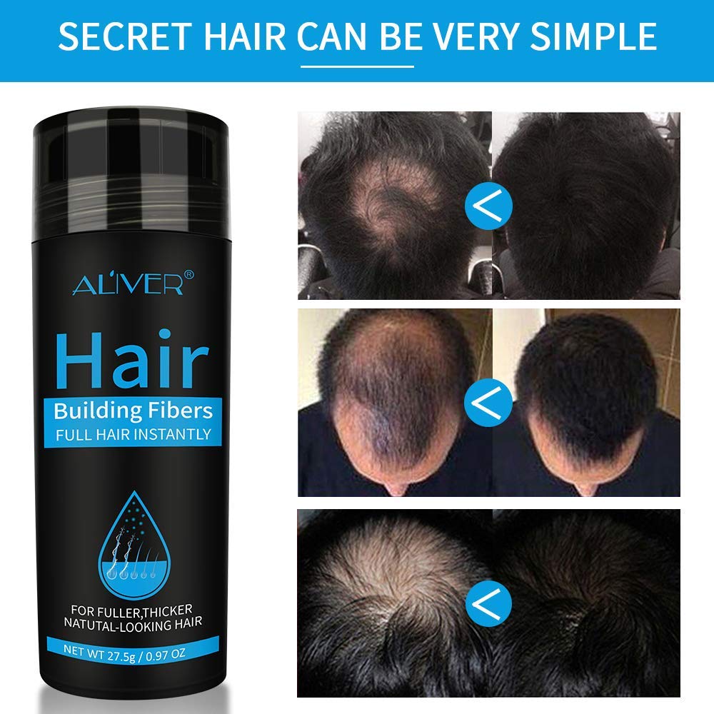 Aliver Hair Fibers for Thinning Hair with Spray Medium Brown - Undetectable Natural Formula - Thicker Fuller Hair in 15 Seconds - Conceals Hair Loss & Look Younger - Designed for Men & Women,0.97Oz