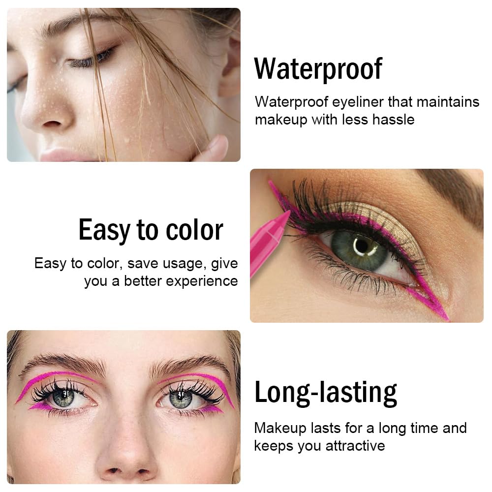 Kaely Gel Eyeliner Pencil for Women, Rose Red Eye Liner Waterproof Smudge Proof with Sharpener, Waterline Eye Makeup Liners, delineador de ojos contra el agua, Vegan & Cruelty-Free, 21