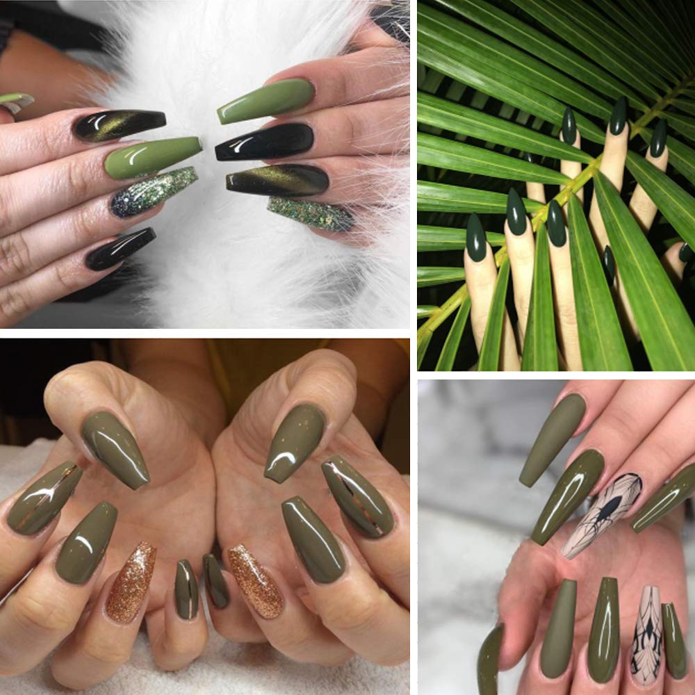 MIZHSE Green Gel Nail Polish Set, Avocado Green Gel Polish, 18ml*6 Colors Olive Neon Green U V/LED Needed, Gel Nail Kit with Gift Box Soak Off Gel for Nail Salon