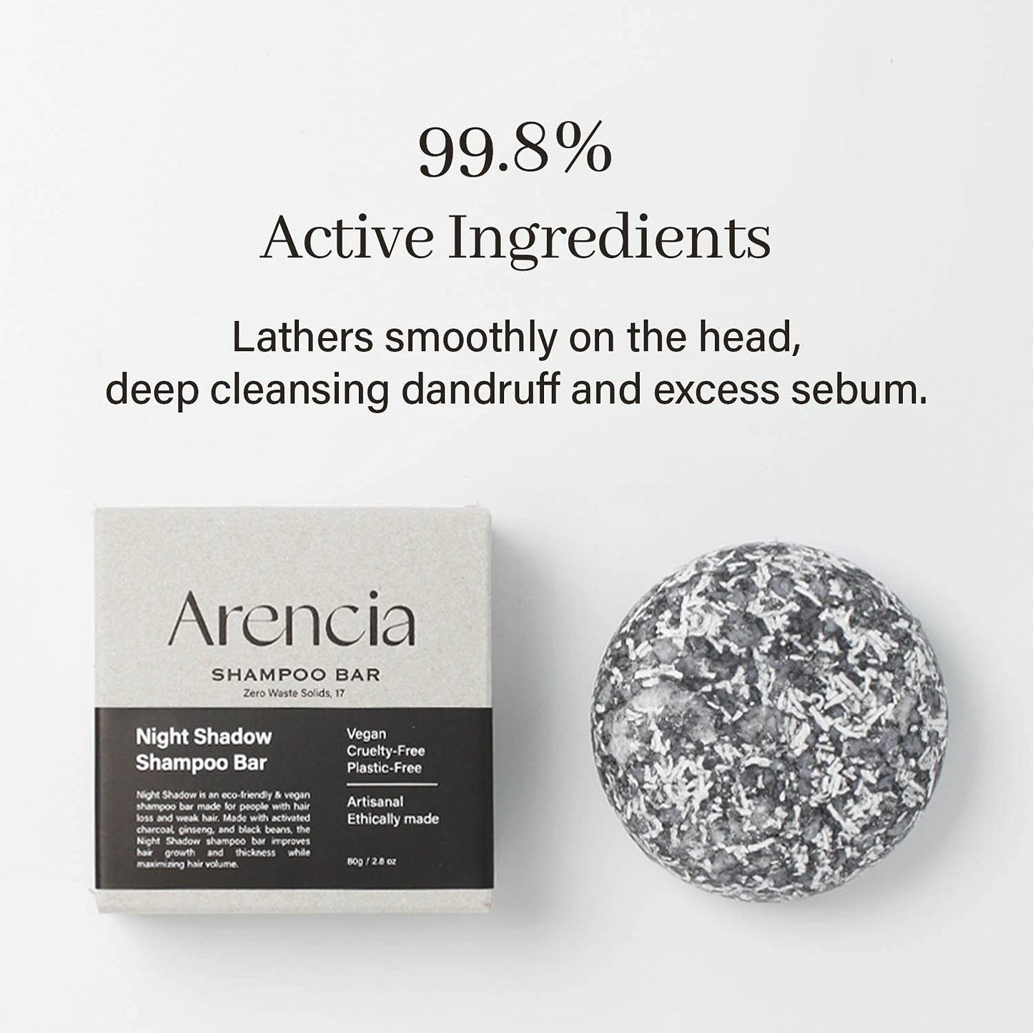 Night Shadow Biotin Shampoo Bar for Regrowth & Hair loss, Darkening, Gray Hair | Strengthening & Volumizing | Normal to Oily Hair | Vegan, Natural, pH balanced, Sulfate free