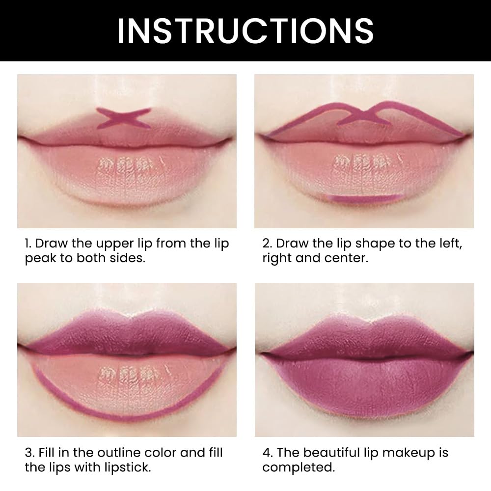 Kaely 2-in-1 Light Plum Rose Matte Lip Liner & Lipstick Combo Set Kit for Women, Magic Neutral Lipstick 24 Hours Original Lips Liner Pencil Stain Makeup Long Lasting Waterproof 24