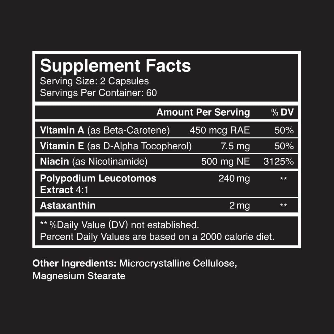 SunArmor Advanced with Nicotinamide and Powered by Polypodium Fights The Signs of Photoaging, Use with Sunscreen, Dermatologist Developed, 120 Capsules