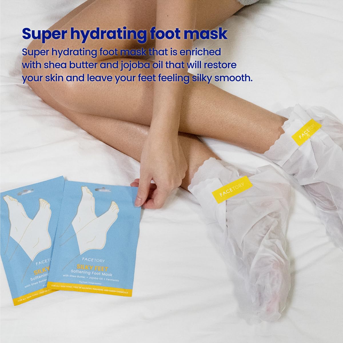 FACETORY Head to Toe Body Spa Pouch Gift Bundle with Korean Sheet Masks for Hair, Face, Feet, Hands, and Butt - Softening, Hydrating, Nourishing, and Moisturizing, for Dry, Cracked Skin