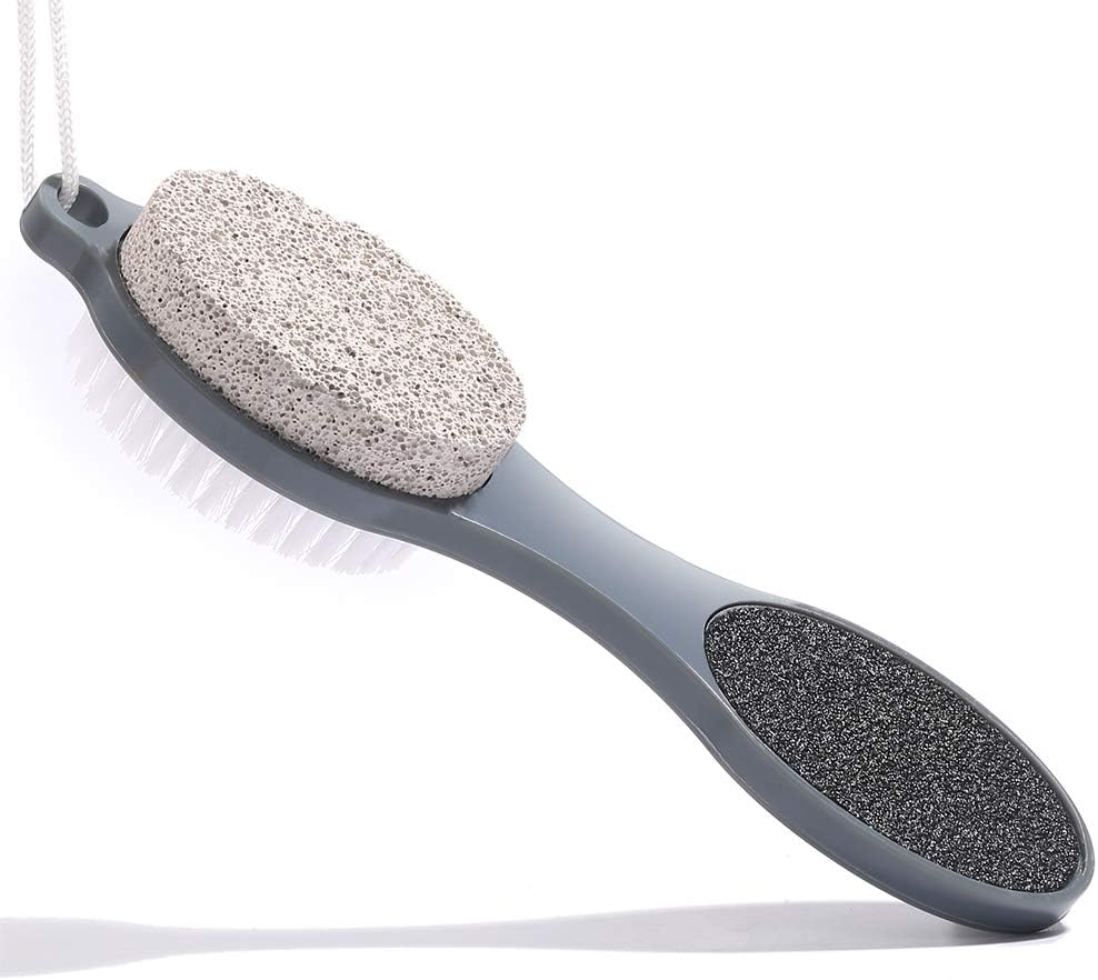 CAREHOOD Foot File Callus Remover - Multi Purpose 4 in 1 Feet Pedicure Tools with Foot Scrubber, Pumice Stone, Foot Rasp and Sand Paper for Home Foot Care (Grey Pedicure Foot File)