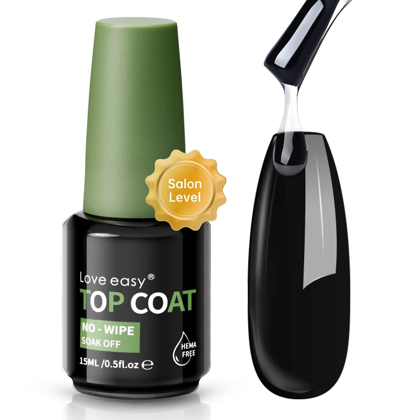 Hema Free Top Coat Gel - Mirror Shine & Scratch-Resistant | 30+ Day Gloss Lock with Stain Defense | LED/UV Lamp Safe, 15ml Gift Ready Gift for Women