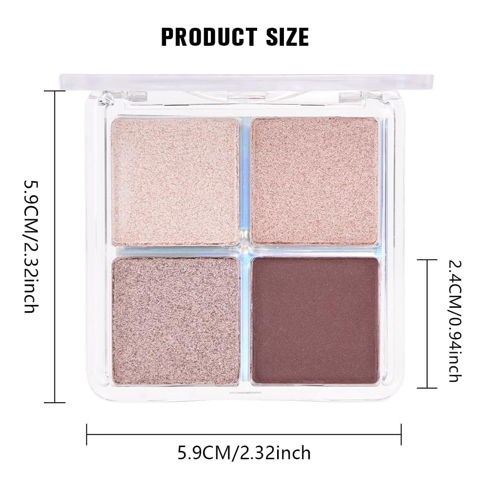 Kaely Powder Eyeshadow Quad, Pearl Mauve Glitter Shimmer Eyeshadow Palette Makeup, Neutral Eye Shadow Palette for Older Women Pigmented Waterproof, sombras para ojos, Blendable, Cruelty-free, 11