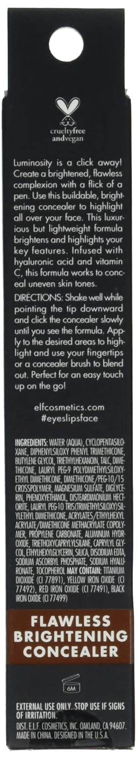 e.l.f. Flawless Brightening Concealer, Illuminating & Highlighting Face Makeup, Conceals Dark Under Eye Circles, Rich 60 W, 0.07 Fl Oz