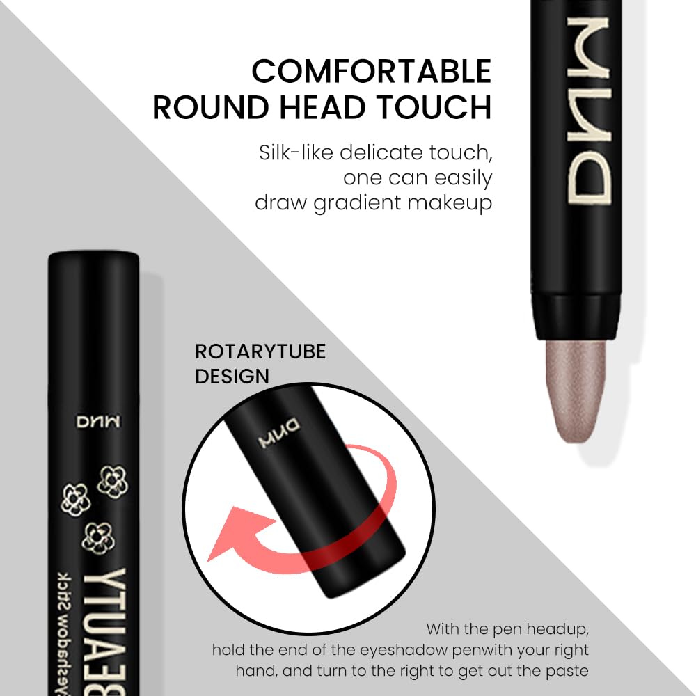 evpct Taupe Shimmer Cream Eye Shadow Brightener Sticks Set for Eyes, Taupe Shimmery Matte Pencil Eye shadow Applicator Stick Pen Palette Makeup Waterproof sombras en crema para ojos 19#