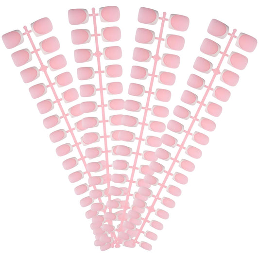 French Tip Press on Nails, 160PCS Gel Nail Tips with 5 Strips, 16 Sizes Pre-applied Primer Classic French Fake Nails, No Need to File, XS Square Pink, DIY Nails Art Design Gifts for Women