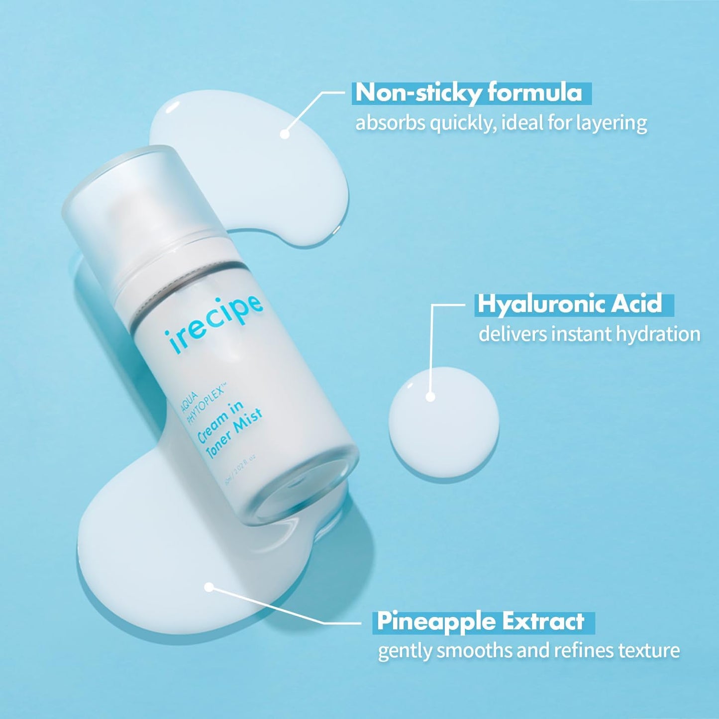 Aqua Phytoplex Cream in Toner Mist Long Lasting Deep Hydration, All-in-One Facial Mist for All Skin Type Unscented Clean Beauty, Vegan, Cruelty Free, Korean Skincare (60ml / 2.02 oz)