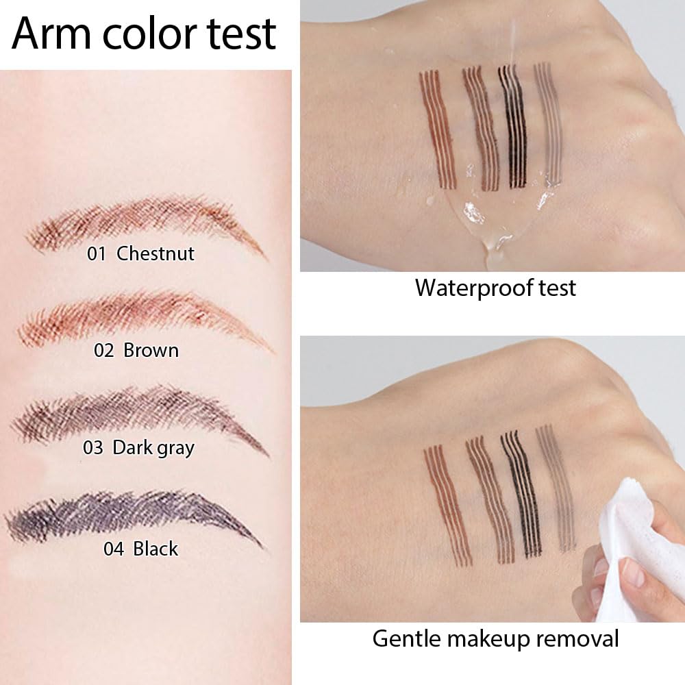 Eyebrow Ink Pencil by Brow Stylist -Micro 4 Point Brow Pen Lift & Snatch Eyebrow Pen Kits with 3 Eyebrow Stencil Long-Lasting Waterproof Natural Eyebrow Hair (1Pc 02# brown)