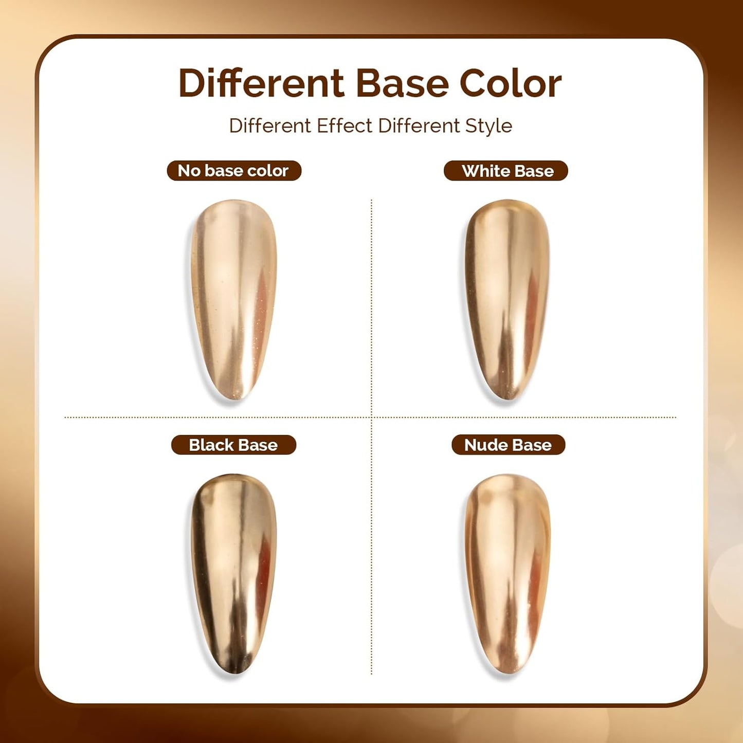 MelodySusie Champagne Gold Chrome Nail Powder for Gel Nails,Metallic Mirror Effect Pigment Stylish and Technological Fine Glitter for Home DIY Salon Use